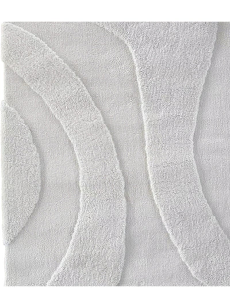 Tapis de salon motif ondulation en relief,  - effet texturé Blanc - Kiabi