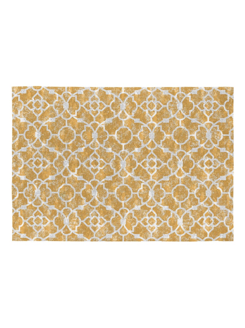 Tapis de salon plat design en coton Nicosia Jaune - Kiabi