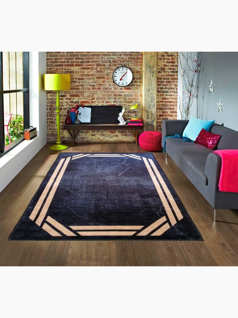 Tapis de salon REBELLE Noir Noir - Kiabi