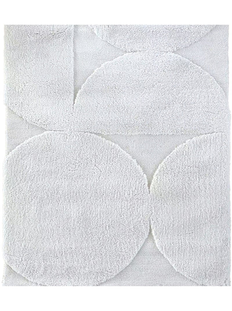 Tapis de salon relief graphique,  - Effet texturé Blanc - Kiabi