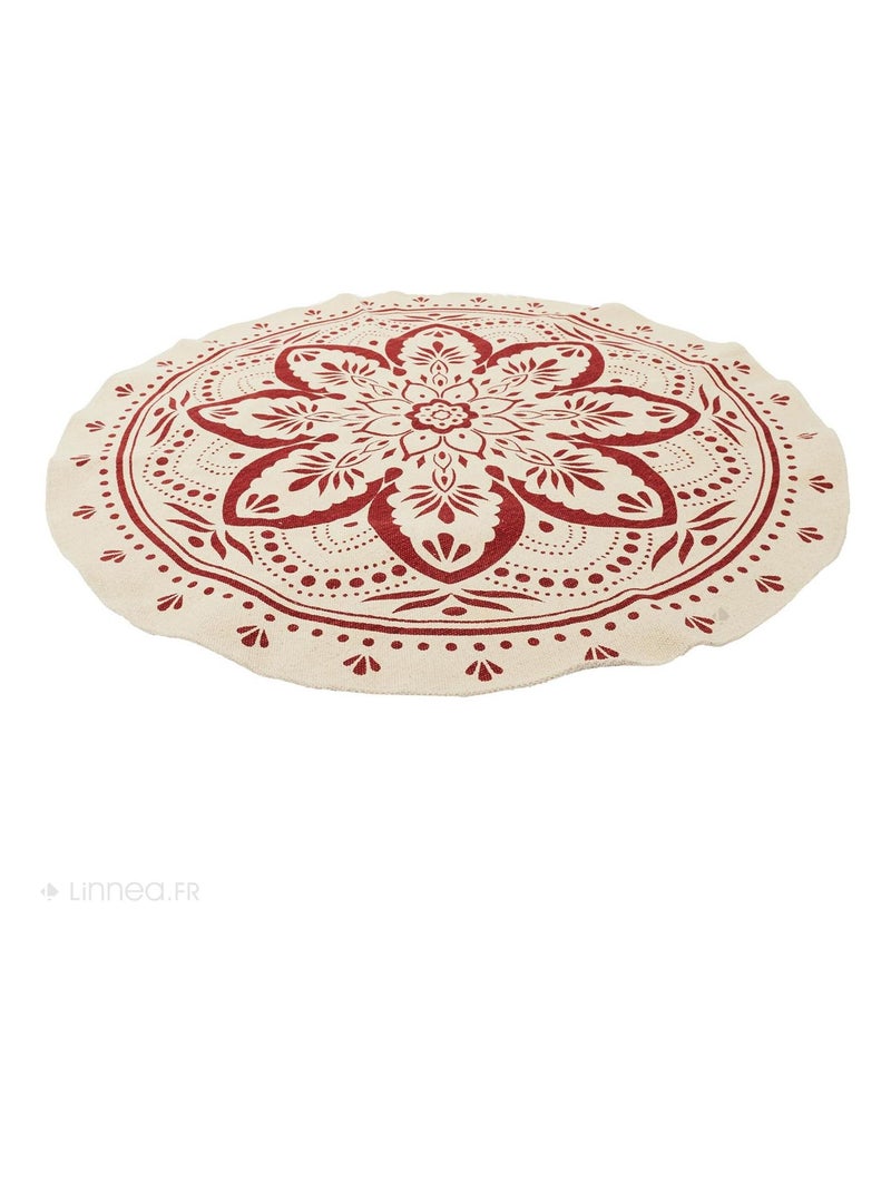 Tapis de salon rond PATIO motif mandala Orange mandarine - Kiabi