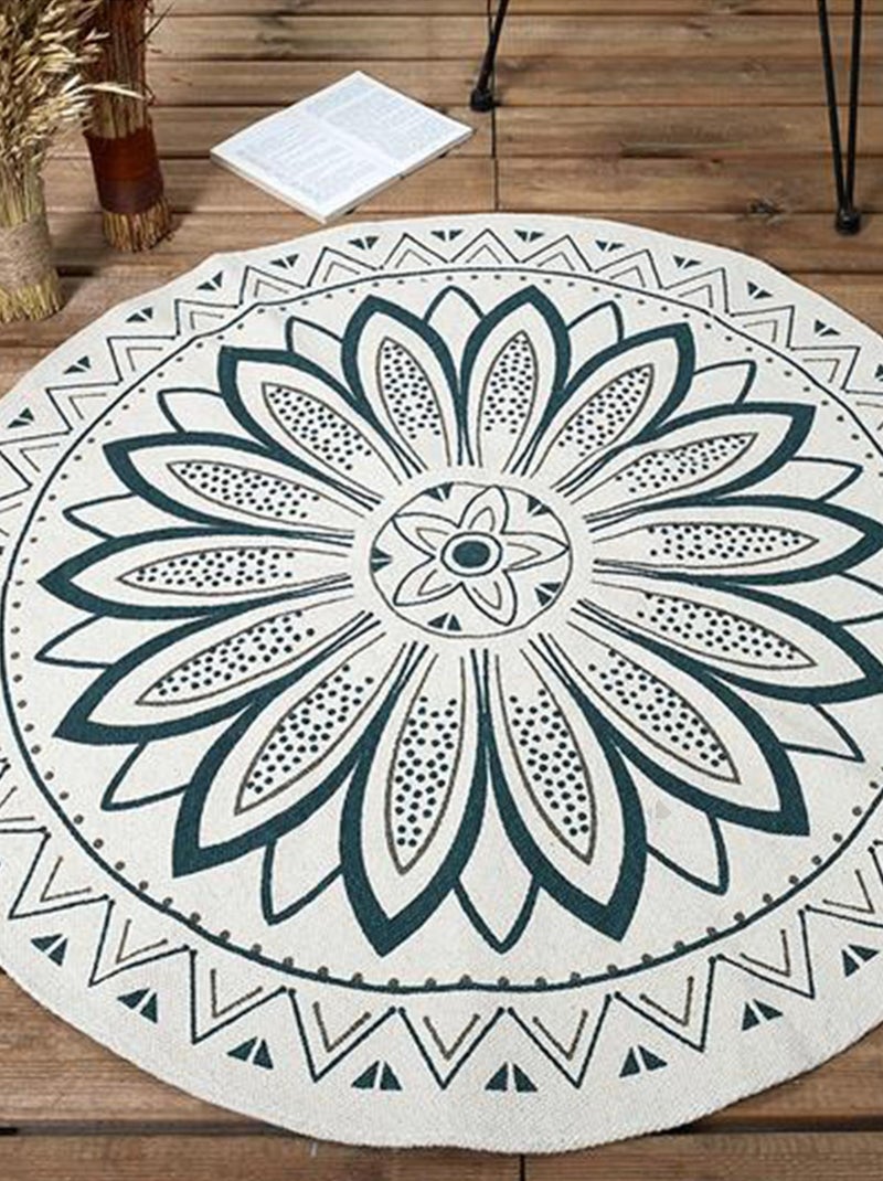 Tapis de salon rond PATIO motif mandala Vert - Kiabi