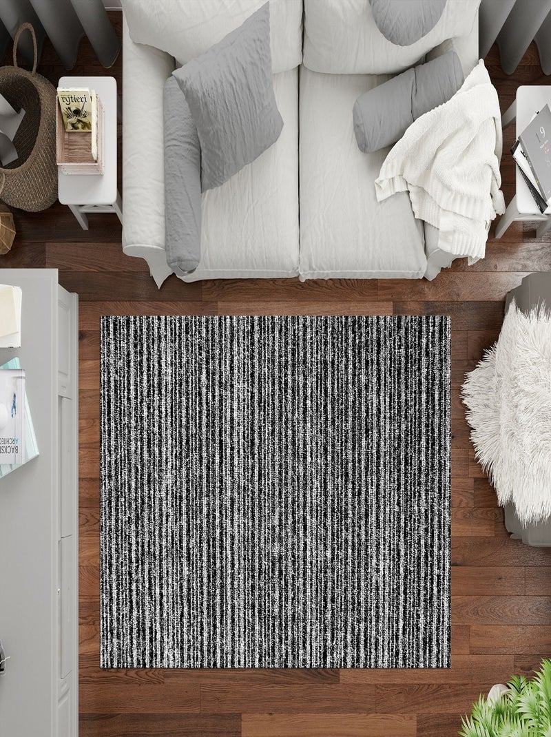 Tapis de salon SELMA Noir Noir - Kiabi