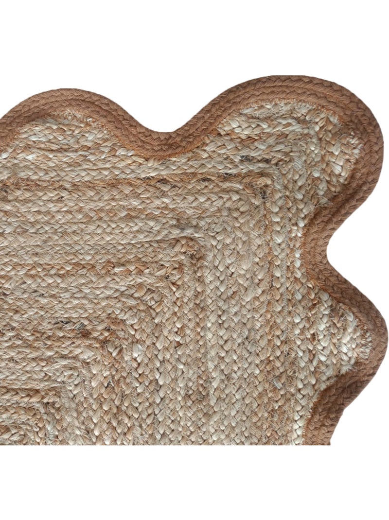 Tapis de salon tressé avec finition ondulée Jaune foncé - Kiabi