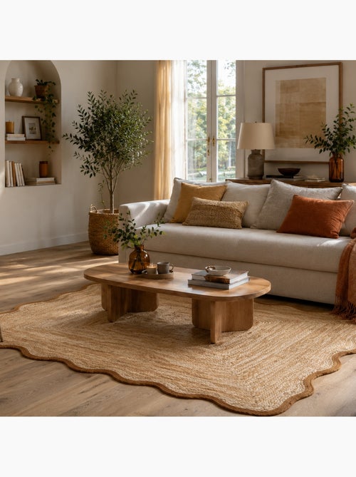 Tapis de salon tressé avec finition ondulée - Kiabi