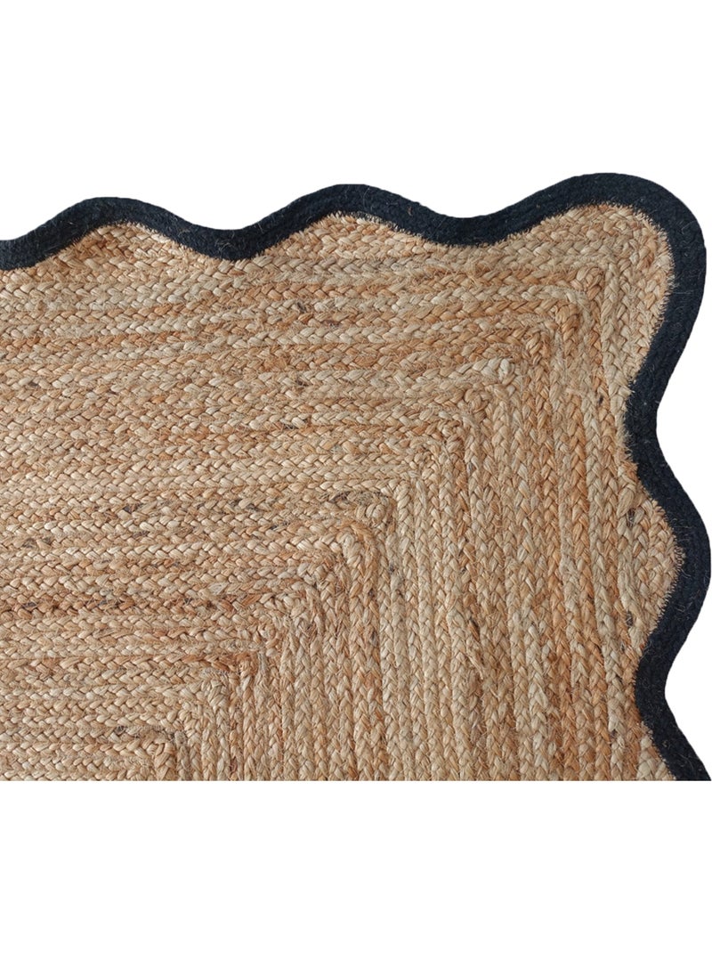 Tapis de salon tressé avec finition ondulée Noir - Kiabi