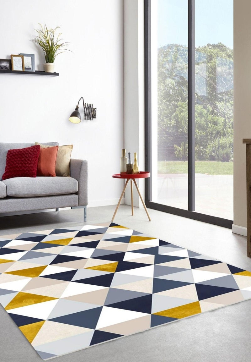 Tapis de salon Triangle Bleu - Kiabi