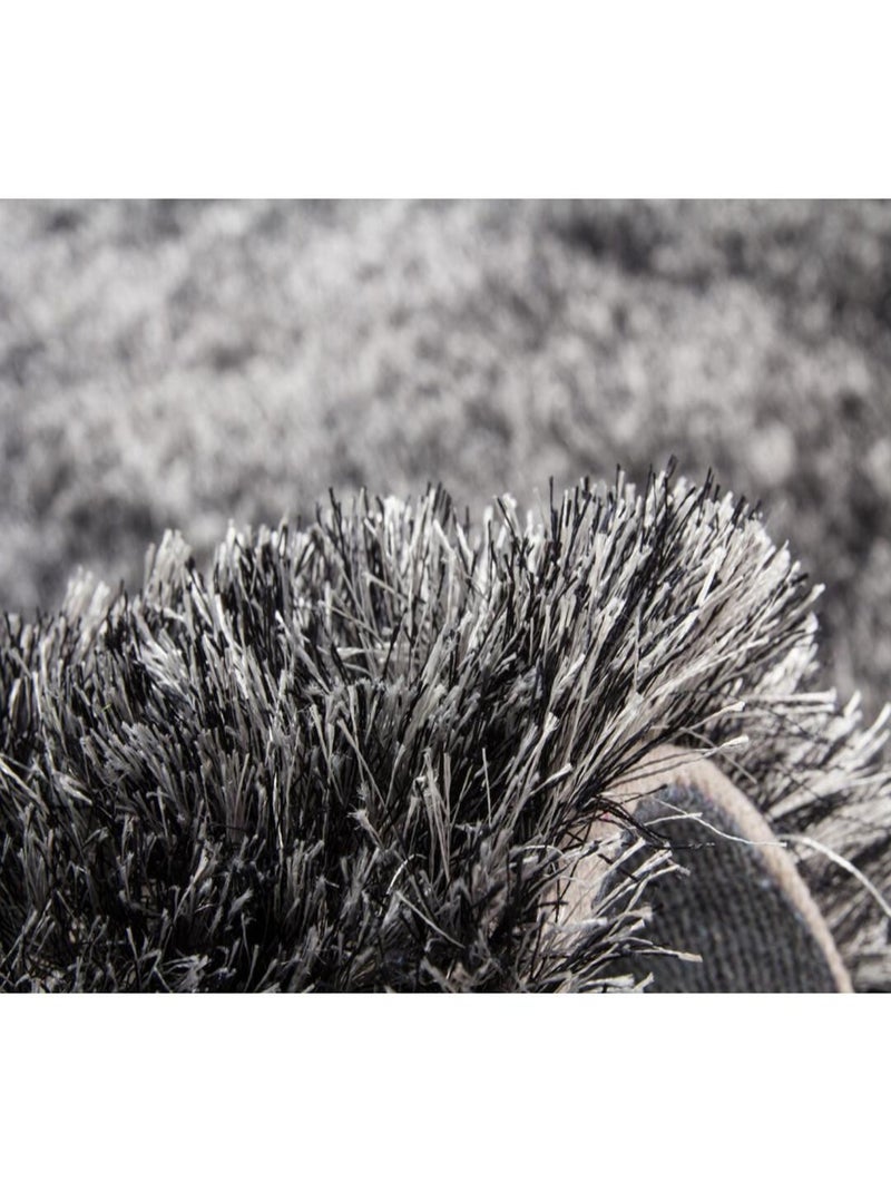 Tapis de salon uni shaggy doux Twist Noir Gris anthracite - Kiabi