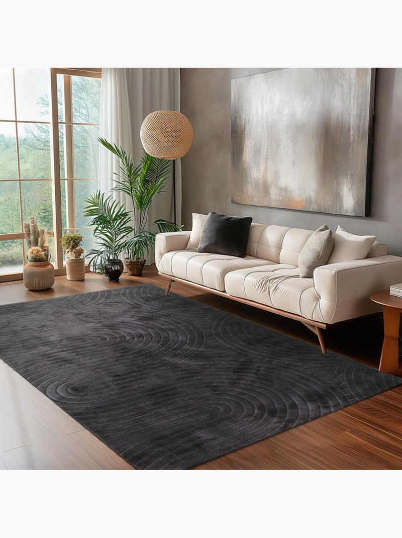 Tapis de salon ZUMRUT Circle gris anthracite - Kiabi