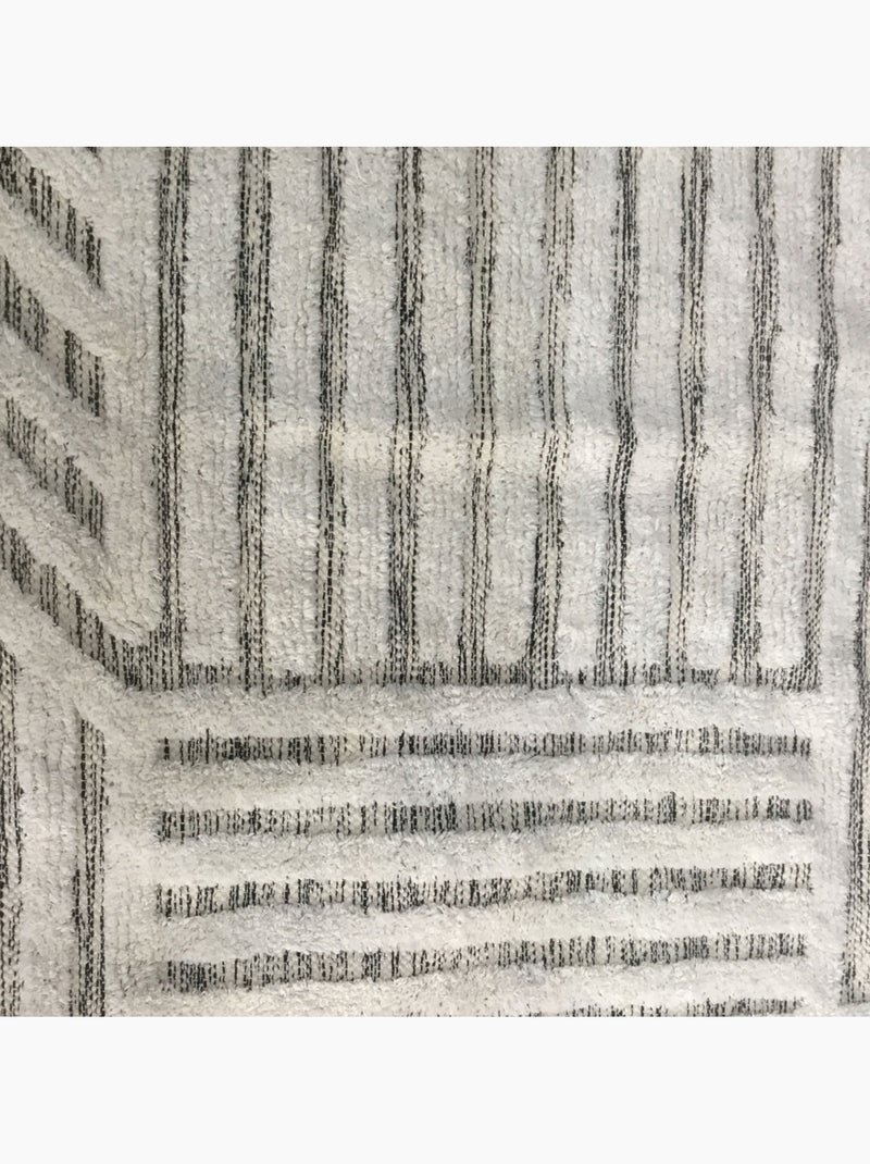 Tapis de séjour en coton tissé JIVE géométrique rétro 140 x 200 cm – Future Home Blanc Ecru Noir - Kiabi