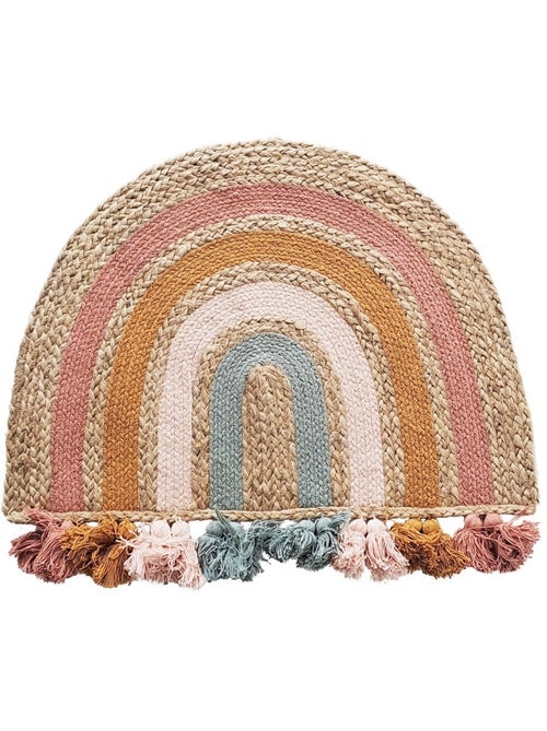 Tapis de séjour en jute arc-en-ciel rond et pompons de couleur 72 x 52 cm – Future Home - Kiabi Tapis de séjour en jute arc-en-ciel rond et pompons de couleur 72 x 52 cm – Future Home - Kiabi