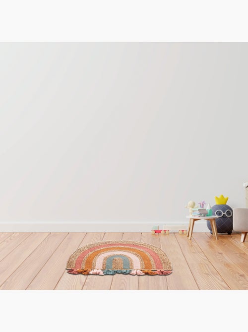 Tapis de séjour en jute arc-en-ciel rond et pompons de couleur 72 x 52 cm – Future Home - Kiabi Tapis de séjour en jute arc-en-ciel rond et pompons de couleur 72 x 52 cm – Future Home - Kiabi