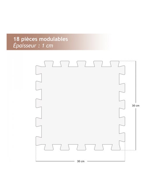 Tapis de sol puzzle pour fitness ou jeu enfant, antidérapant - 18 pièces - Vivezen - Kiabi