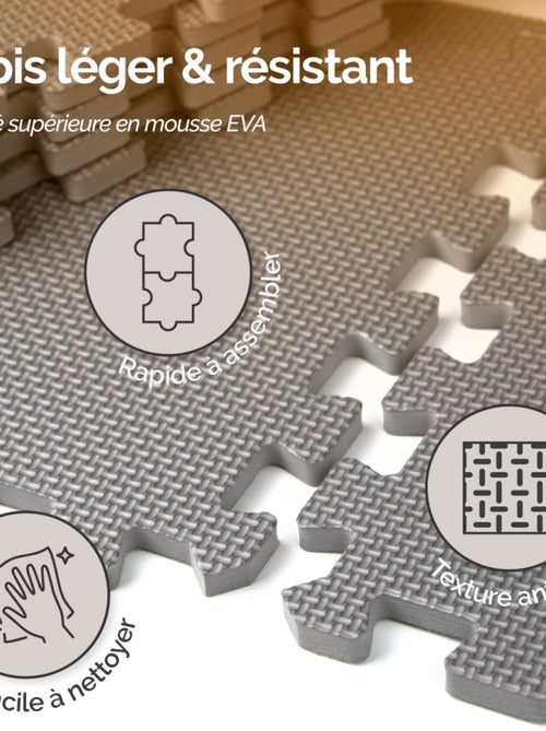 Tapis de sol puzzle pour fitness ou jeu enfant, antidérapant - 18 pièces - Vivezen - Kiabi