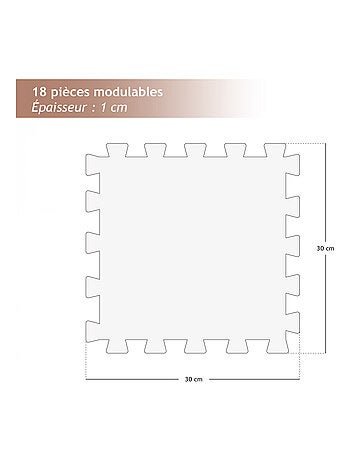 Tapis de sol puzzle pour fitness ou jeu enfant, antidérapant - 18 pièces - Vivezen