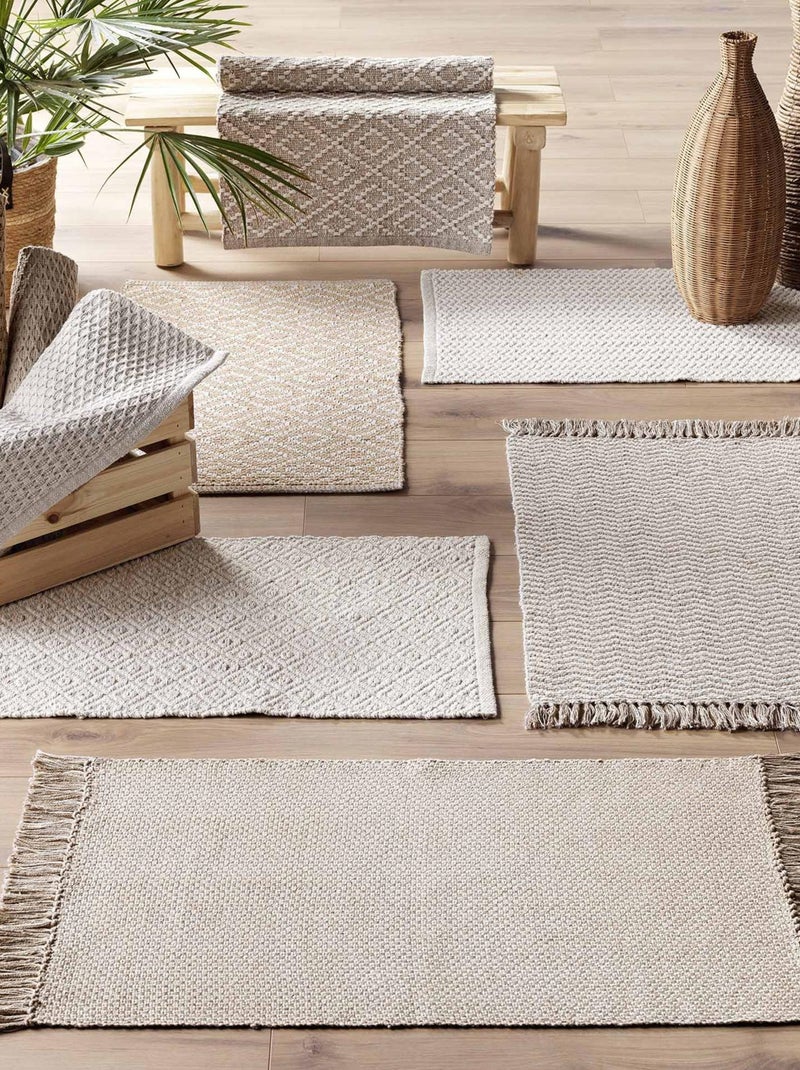 Tapis déco en coton tissé Beige clair - Kiabi