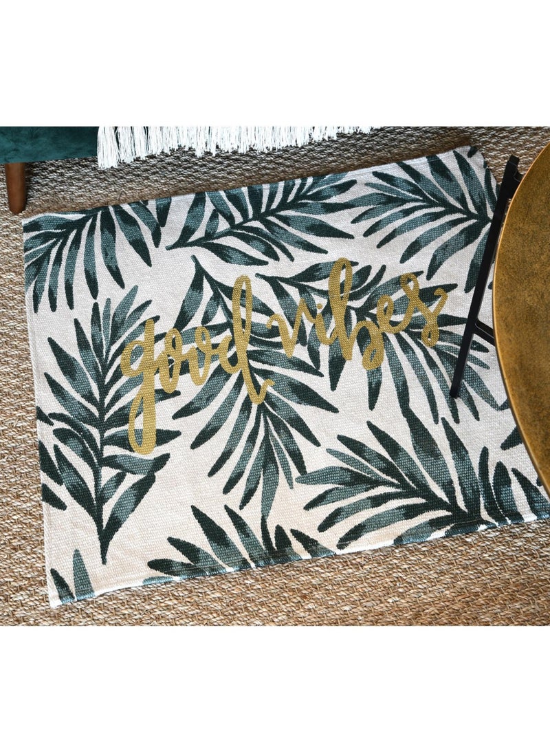 Tapis déco esprit feuillage Ecru - Kiabi