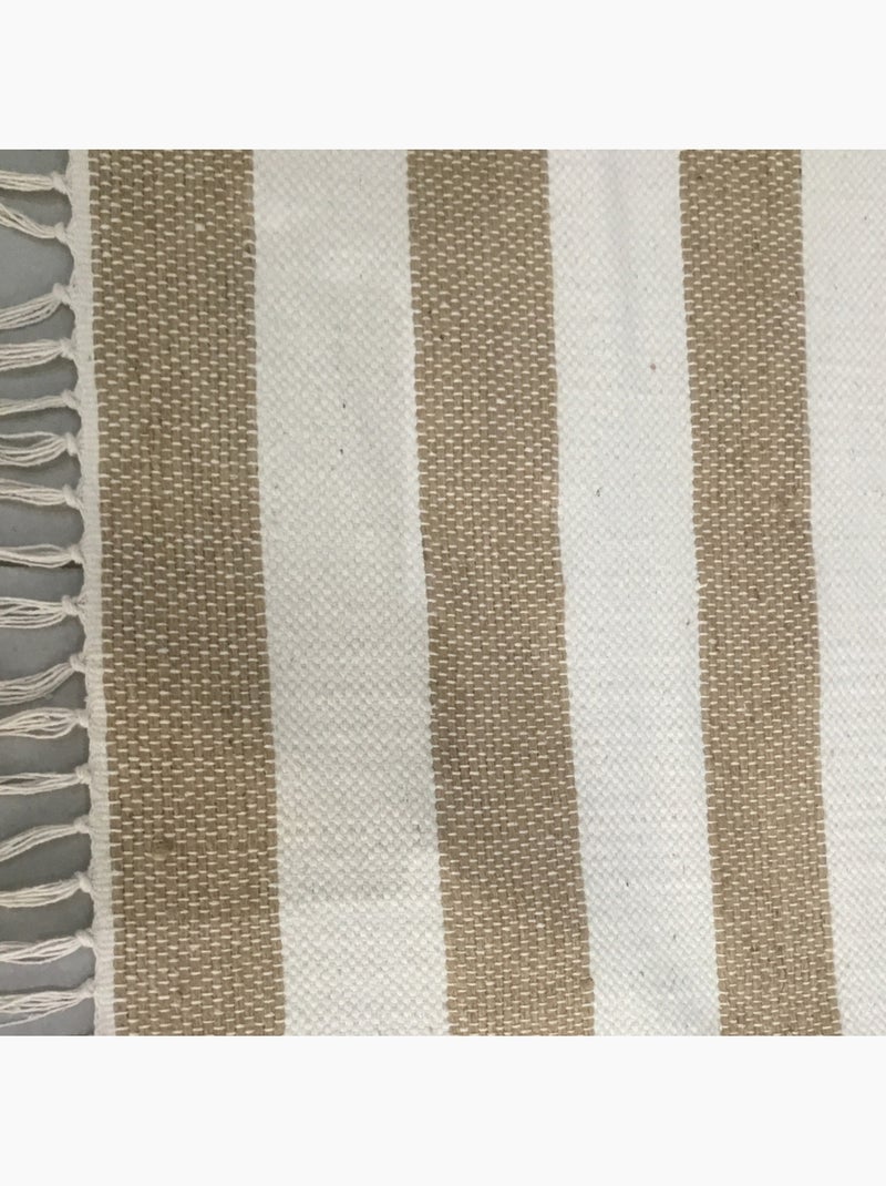Tapis déco JAVA en jute et coton à rayures – 60 x 120 cm – Future Home Beige/Blanc - Kiabi