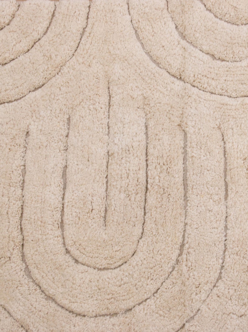 Tapis déco moderne en coton design graphique Ecru - Kiabi