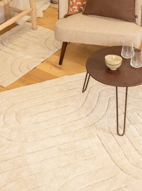 Tapis déco moderne en coton design graphique - Kiabi