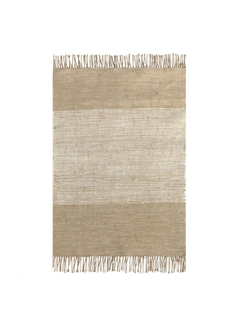 Tapis déco rectangulaire en jute et coton JULIE à franges – Future Home Blanc Beige - Kiabi