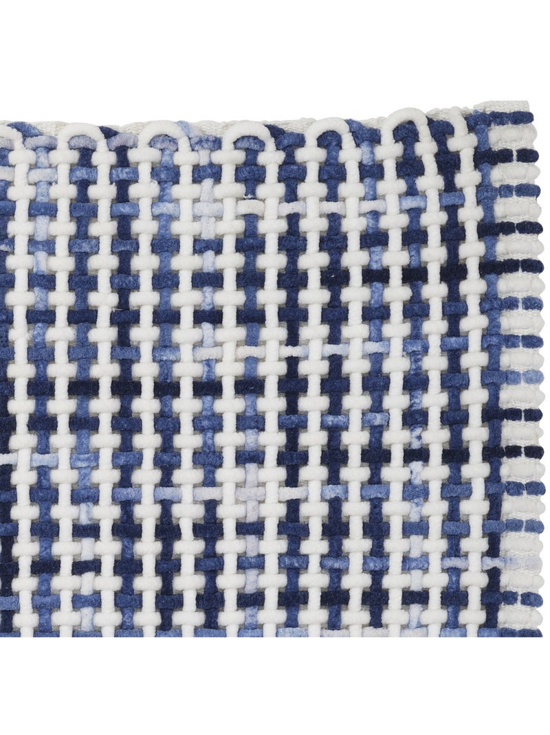 Tapis déco réversible quadrillé en polycoton 50 x 80 cm – Guy Levasseur Bleu Blanc - Kiabi