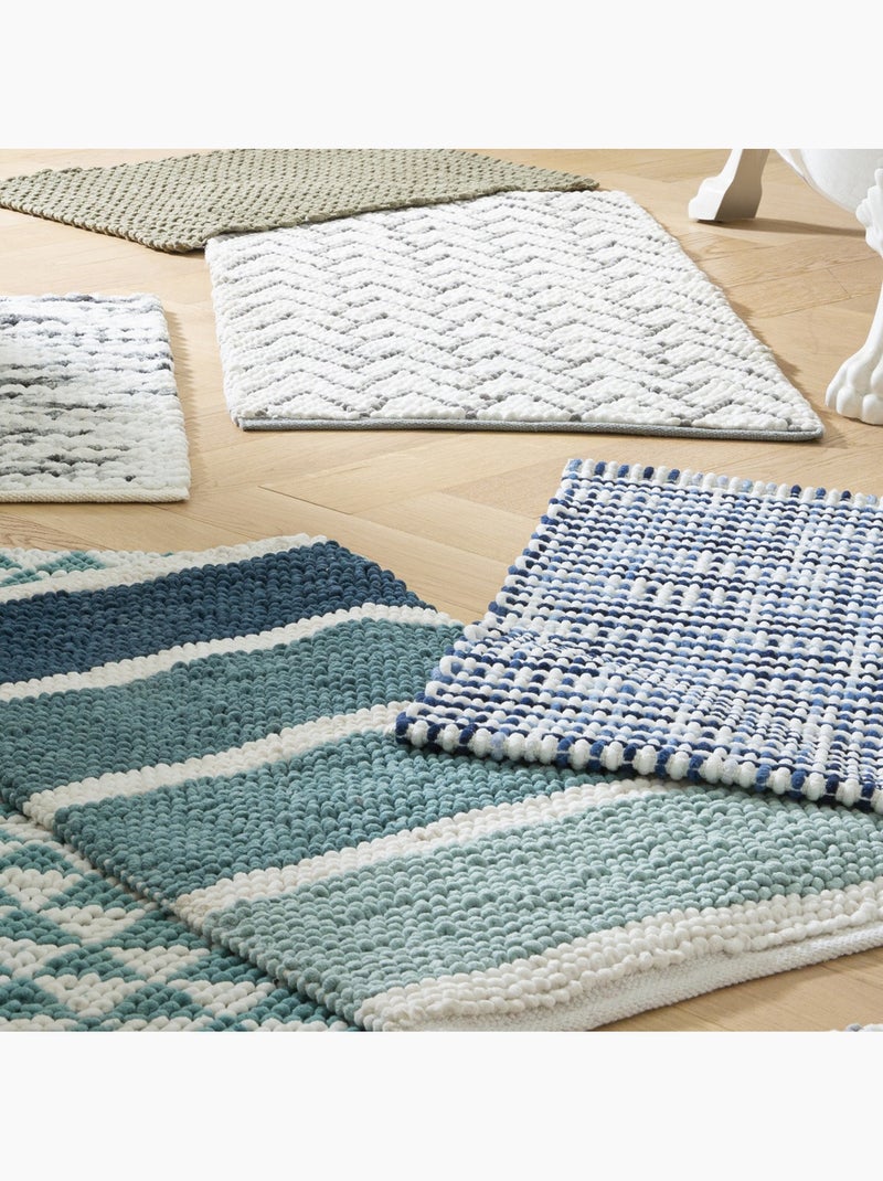 Tapis déco réversible quadrillé en polycoton 50 x 80 cm – Guy Levasseur Bleu Blanc - Kiabi