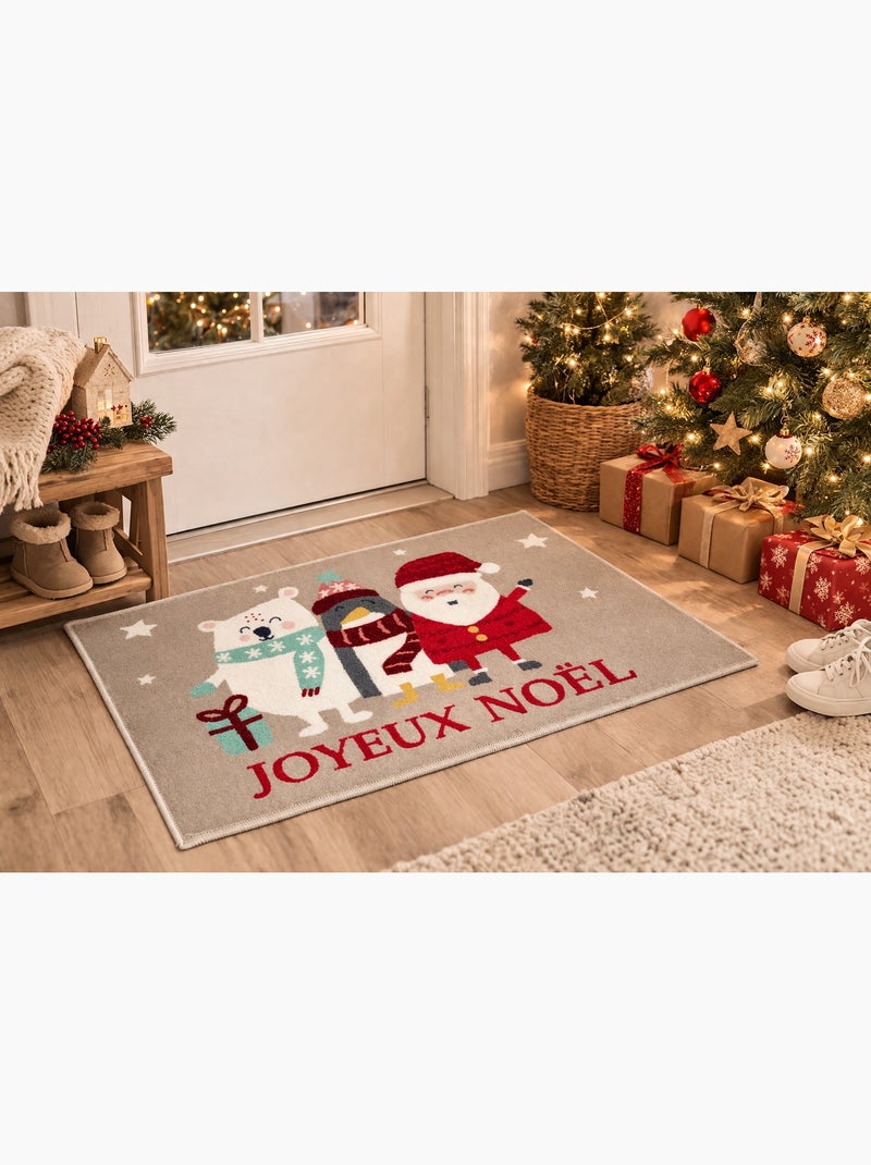 Tapis décoratif Joyeux Noël Marron - Kiabi