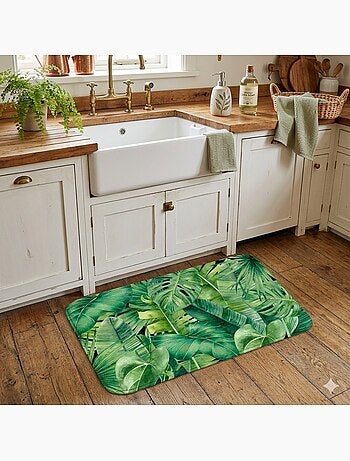 Tapis décoratif motif feuillage 45 x 75 cm