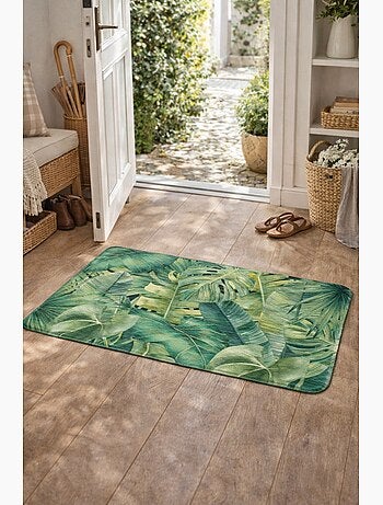 Tapis décoratif motif feuillage 45 x 75 cm