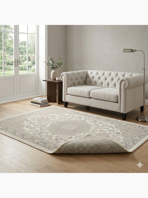Tapis décoratif viscose motif classique 68 x 110 cm beige - Kiabi