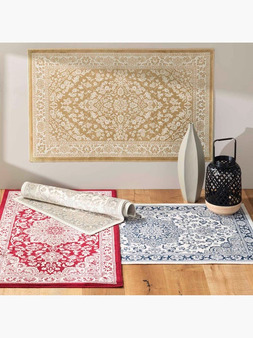 Tapis décoratif viscose motif classique 68 x 110 cm beige - Kiabi