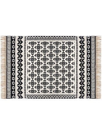 Tapis en coton à franges motifs graphiques wild