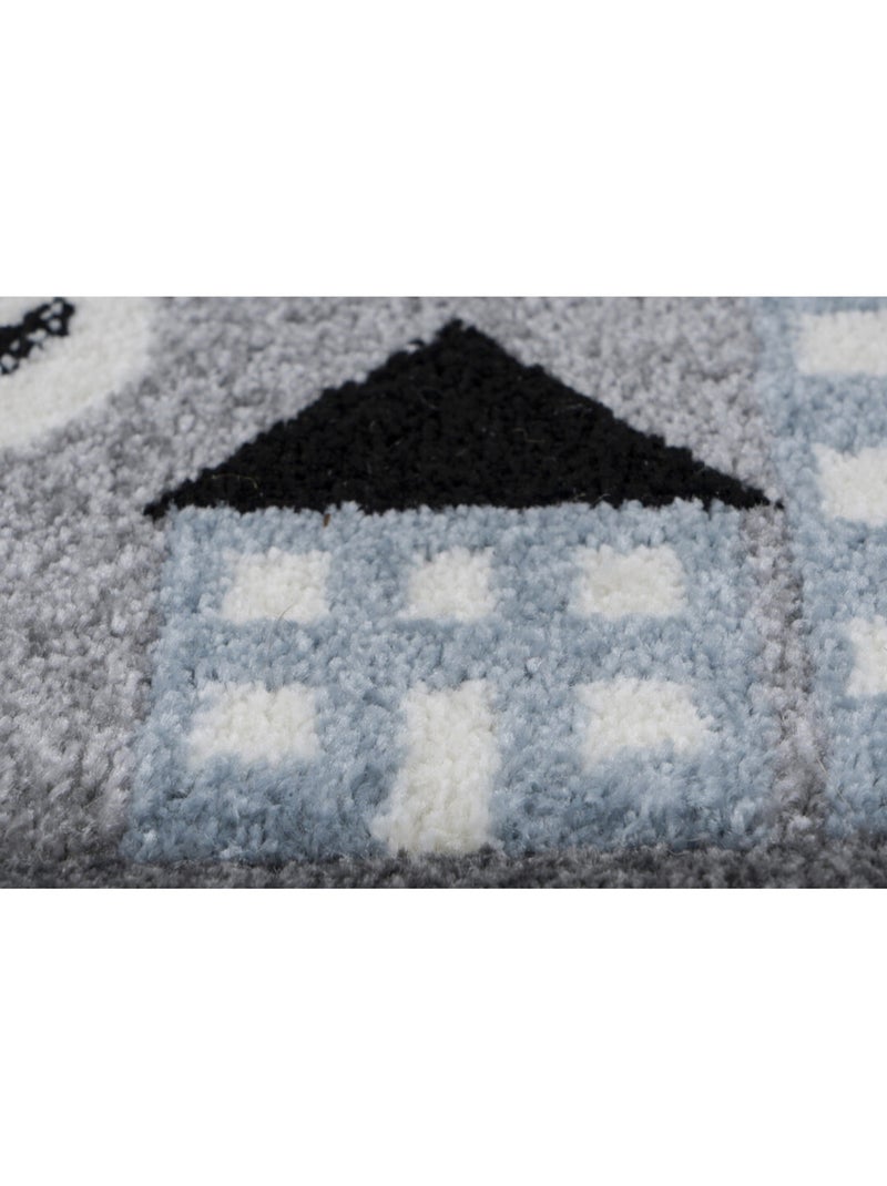 Tapis d'enfant effet 3D à courtes mèches argenté Funk Argenté - Kiabi