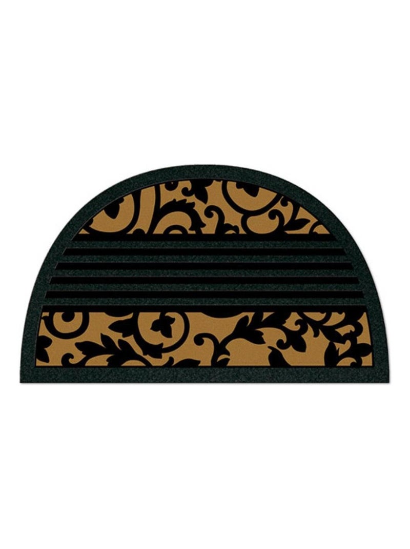 Tapis d'entree demi lune Floreale Noir Marron - Kiabi