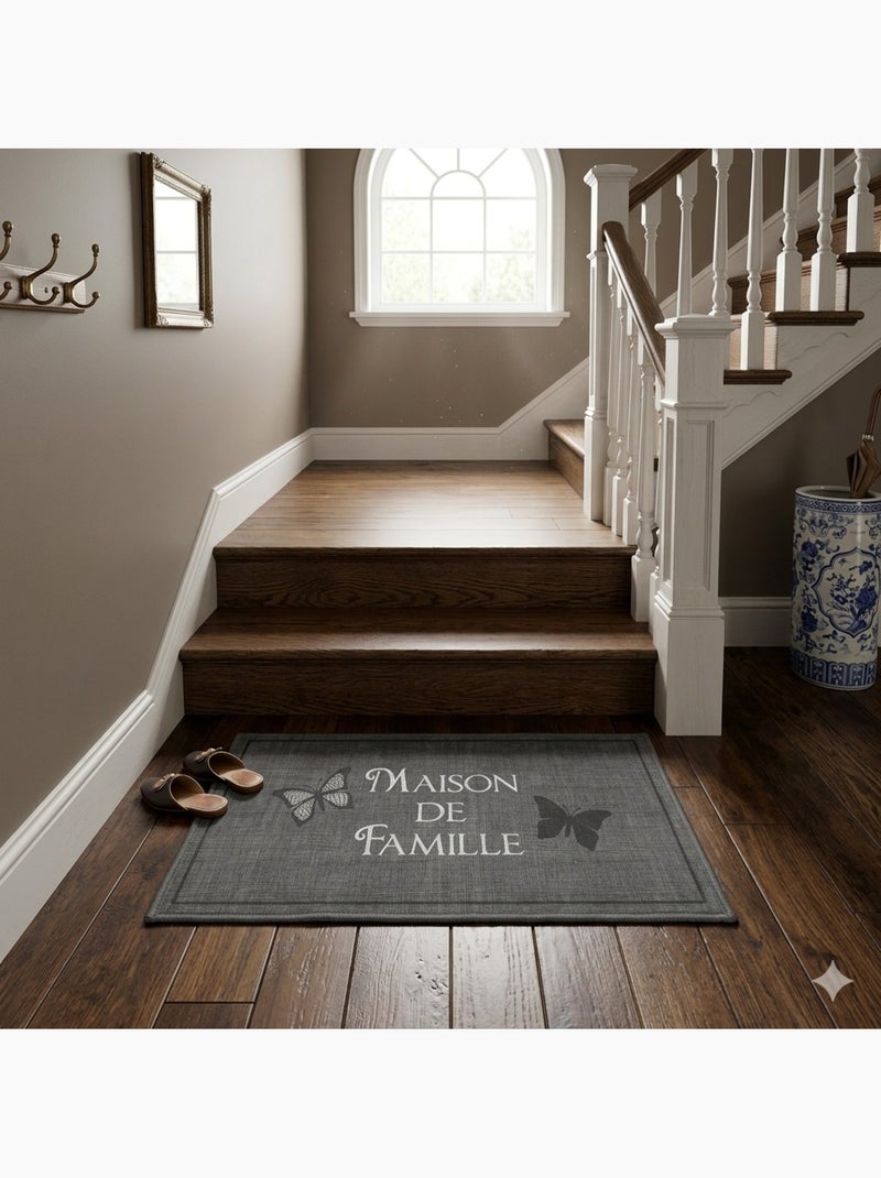 Tapis d'entrée Maison de famille Gris - Kiabi