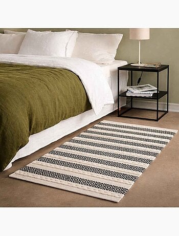 Tapis descente de lit en coton rayé 110x60cm