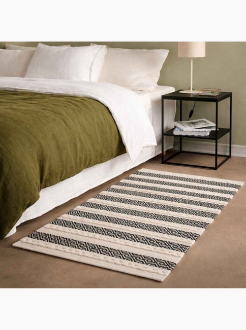 Tapis descente de lit en coton rayé 110x60cm - Kiabi