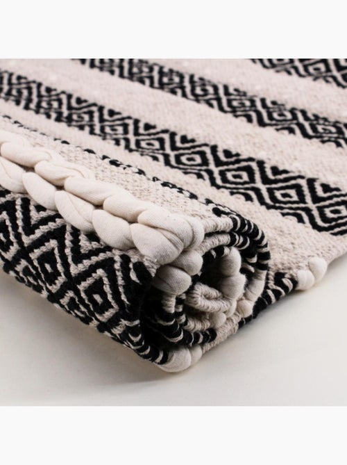 Tapis descente de lit en coton rayé 110x60cm - Kiabi