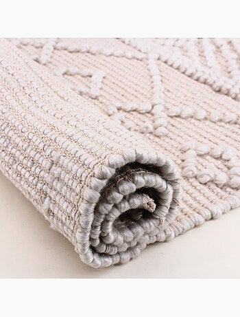 Tapis descente de lit motifs géométriques beige 60x110cm