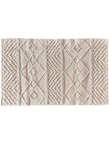 Tapis descente de lit motifs géométriques beige 60x110cm