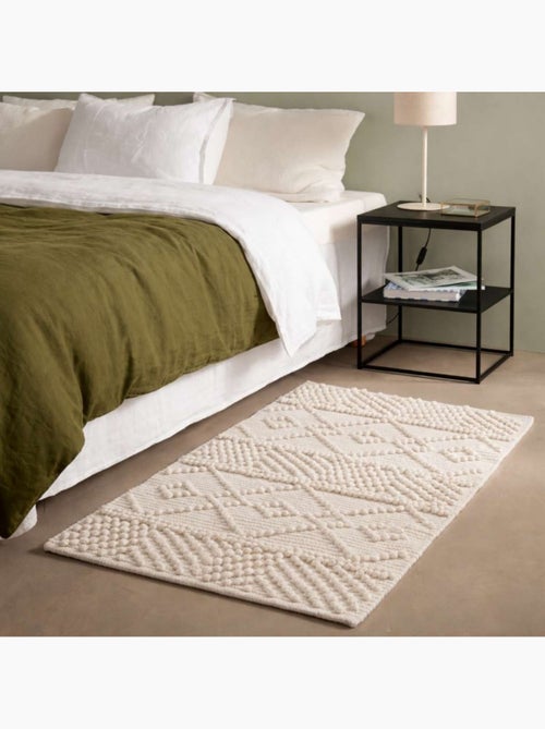 Tapis descente de lit motifs géométriques beige 60x110cm - Kiabi