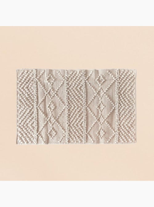Tapis descente de lit motifs géométriques beige 60x110cm - Kiabi