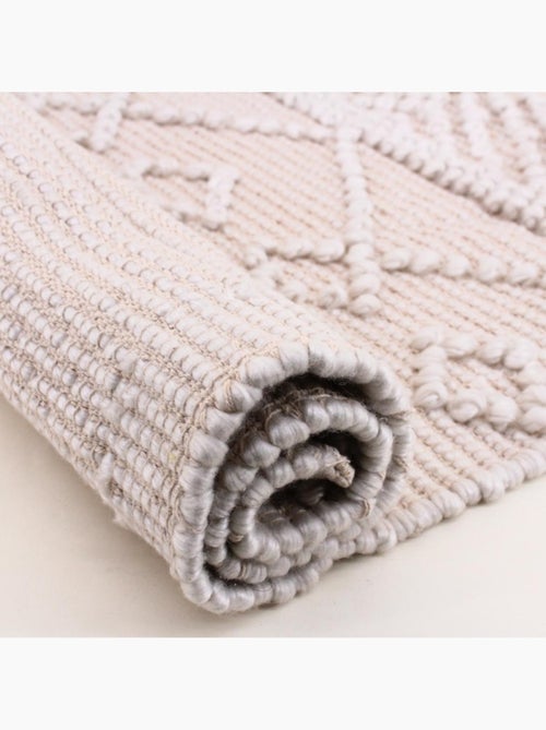 Tapis descente de lit motifs géométriques beige 60x110cm - Kiabi