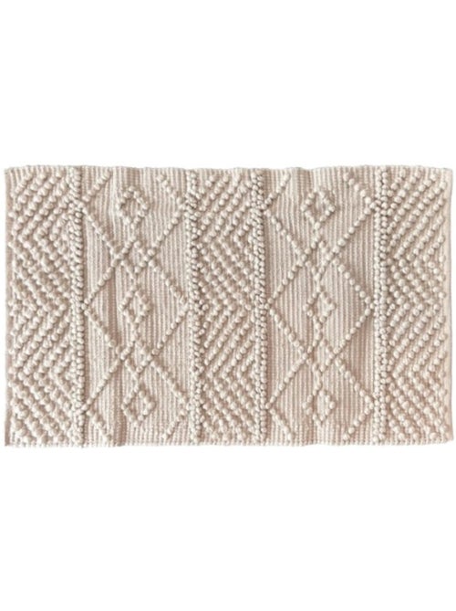Tapis descente de lit motifs géométriques beige 60x110cm - Kiabi