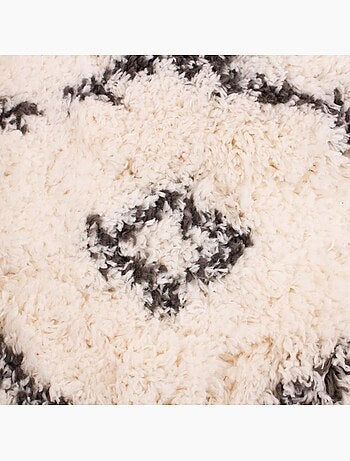 Tapis descente de lit poils longs noir et blanc 60x110cm