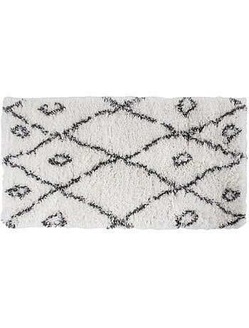 Tapis descente de lit poils longs noir et blanc 60x110cm