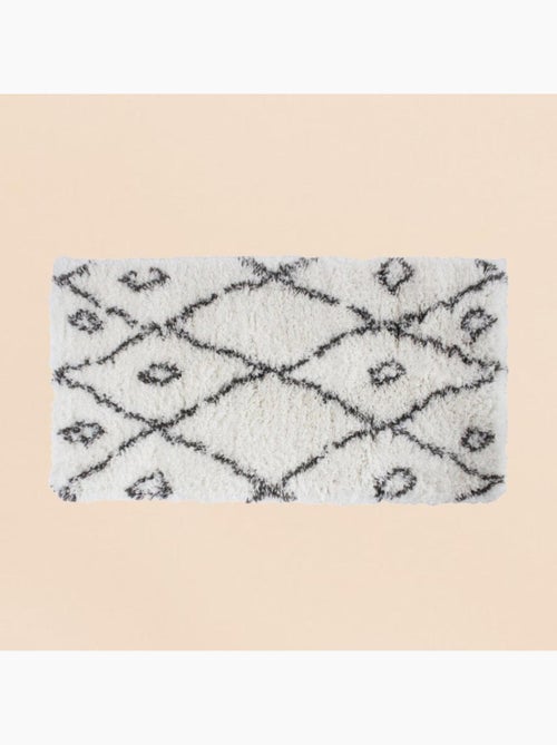 Tapis descente de lit poils longs noir et blanc 60x110cm - Kiabi