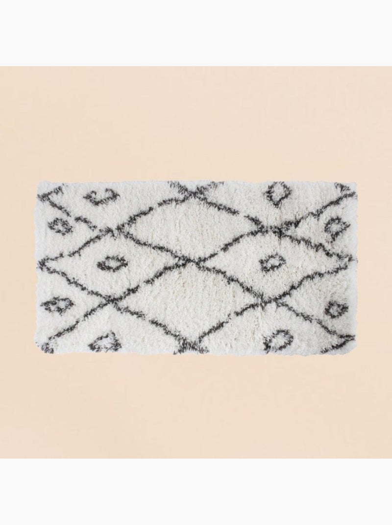 Tapis descente de lit poils longs noir et blanc 60x110cm Blanc - Kiabi