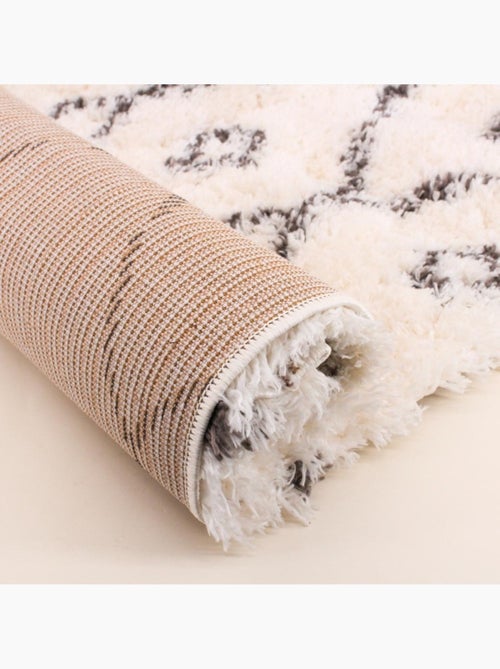 Tapis descente de lit poils longs noir et blanc 60x110cm - Kiabi